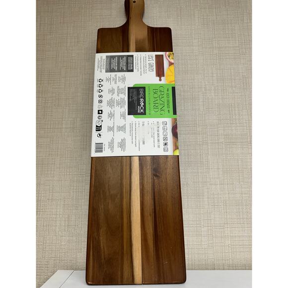 BirdRock Home 31.5” Acacia Wooden Serving Boar - Natural Wood - Espresso - Picture 2 of 4